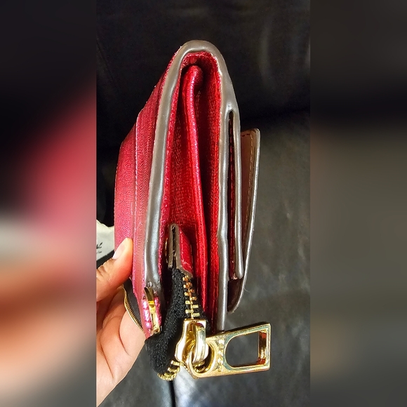 Lodis Metallic Hot Pink Leather Clutch Wallet Minor Callouts See Pics - Picture 11 of 16